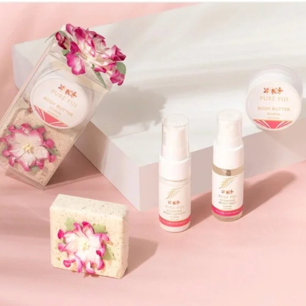 Pure Fiji Mini Spa Box Guava Soap Lotion Body Butter Mist NEW NWT Travel Sample